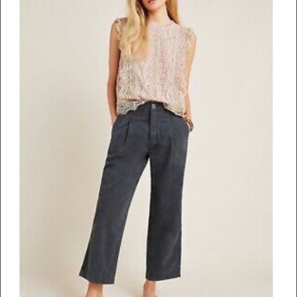 Anthropologie washed black slouched trousers